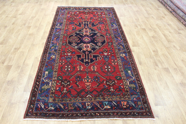 Vintage Persian Hamadan Rug 256 × 123 cm – Hand-Knotted Wool Tribal Carpet