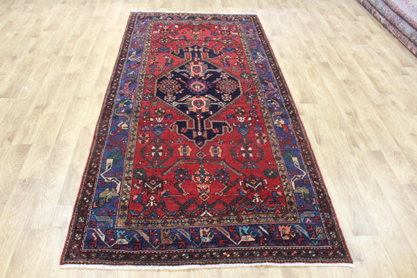 Persian Hamadan Wool Rug 256 × 123 cm – Hand-Knotted Tribal Carpet