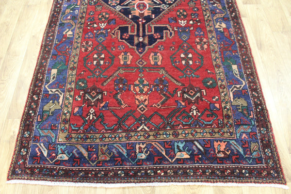 Vintage Persian Hamadan Rug 256 × 123 cm – Hand-Knotted Wool Tribal Carpet