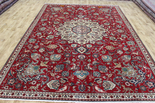 Persian Tabriz Wool Carpet 317 × 230 cm – Garden Design with Birds & Animals