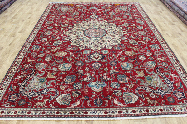 Persian Tabriz Wool Carpet 317 × 230 cm – Garden Design with Birds & Animals