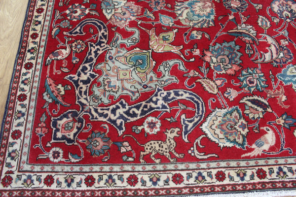 Persian Tabriz Wool Carpet 317 × 230 cm – Garden Design with Birds & Animals