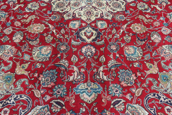 Persian Tabriz Wool Carpet 317 × 230 cm – Garden Design with Birds & Animals