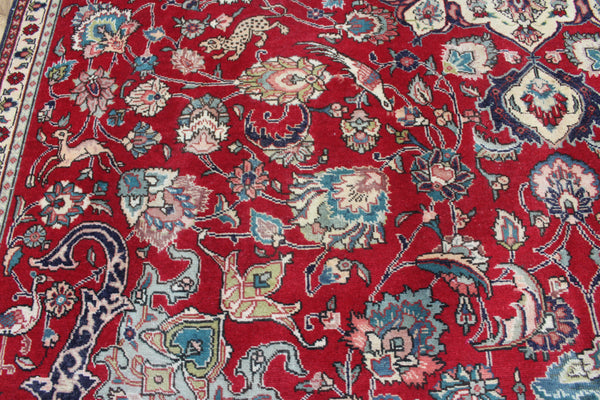 Persian Tabriz Wool Carpet 317 × 230 cm – Garden Design with Birds & Animals