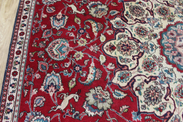 Persian Tabriz Wool Carpet 317 × 230 cm – Garden Design with Birds & Animals