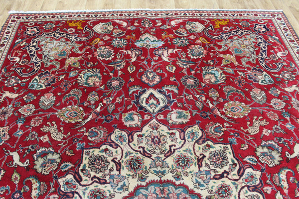 Persian Tabriz Wool Carpet 317 × 230 cm – Garden Design with Birds & Animals
