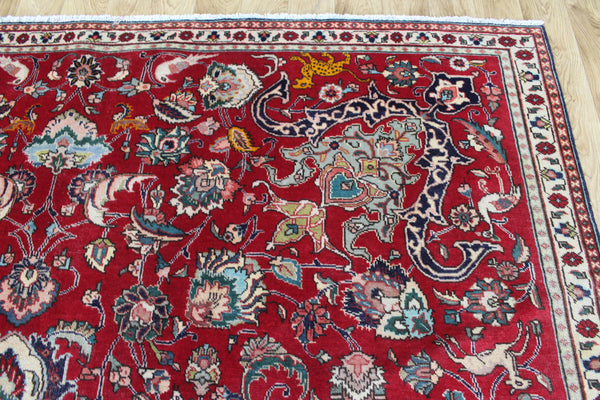 Persian Tabriz Wool Carpet 317 × 230 cm – Garden Design with Birds & Animals
