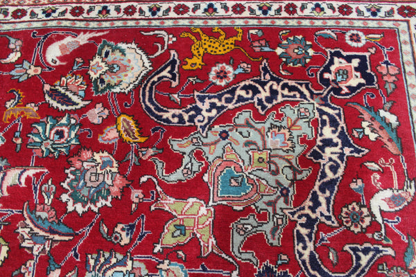 Persian Tabriz Wool Carpet 317 × 230 cm – Garden Design with Birds & Animals