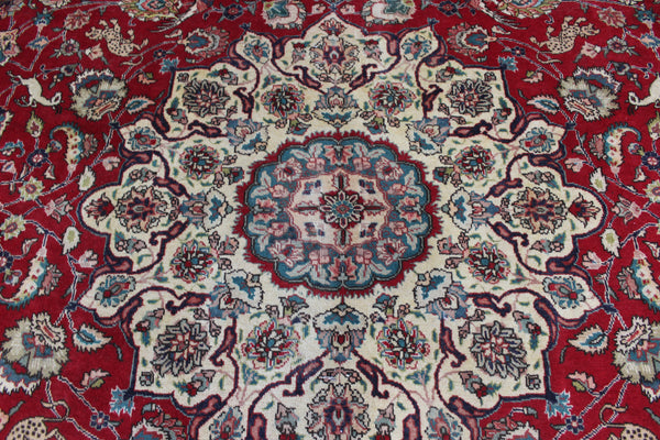 Persian Tabriz Wool Carpet 317 × 230 cm – Garden Design with Birds & Animals