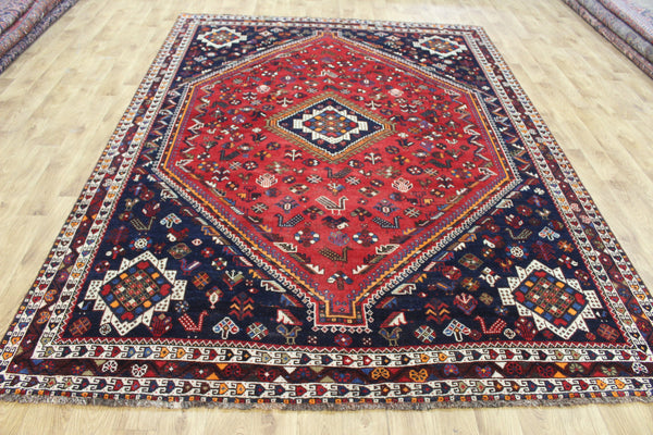 Vintage Persian Shiraz Qashqai Rug 302 × 217 cm – Hand-Knotted Wool Tribal Carpet