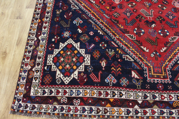 Vintage Persian Shiraz Qashqai Rug 302 × 217 cm – Hand-Knotted Wool Tribal Carpet