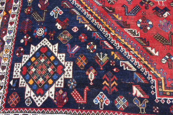 Vintage Persian Shiraz Qashqai Rug 302 × 217 cm – Hand-Knotted Wool Tribal Carpet