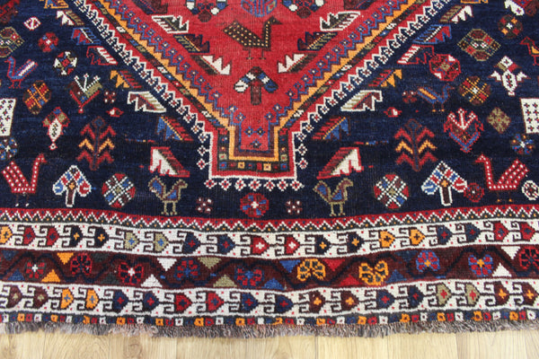 Vintage Persian Shiraz Qashqai Rug 302 × 217 cm – Hand-Knotted Wool Tribal Carpet
