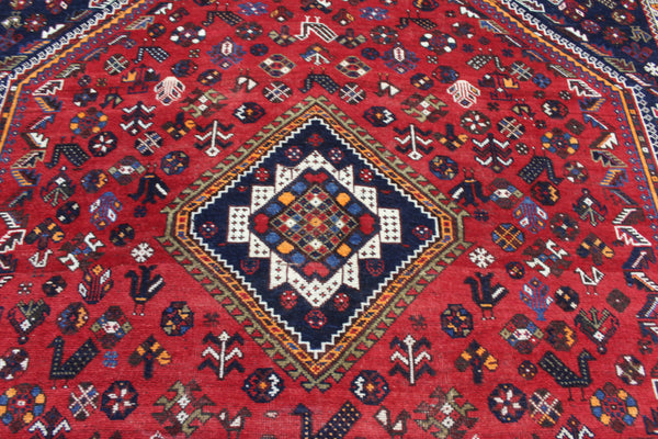 Vintage Persian Shiraz Qashqai Rug 302 × 217 cm – Hand-Knotted Wool Tribal Carpet