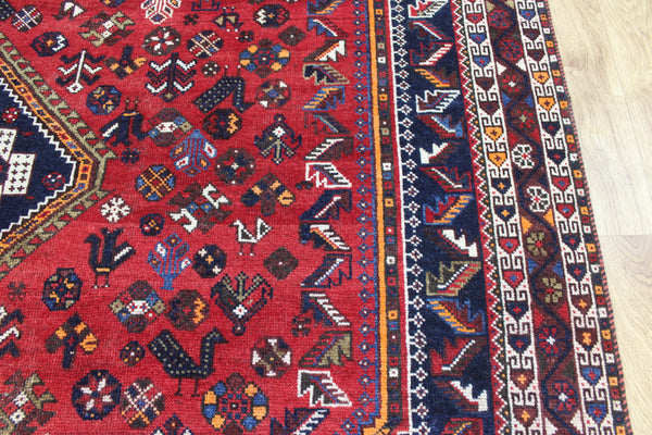Vintage Persian Shiraz Qashqai Rug 302 × 217 cm – Hand-Knotted Wool Tribal Carpet