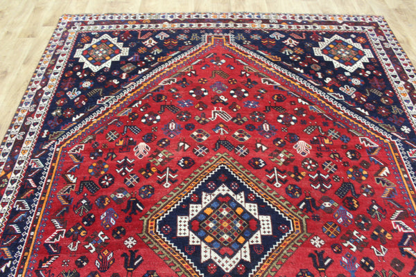 Vintage Persian Shiraz Qashqai Rug 302 × 217 cm – Hand-Knotted Wool Tribal Carpet
