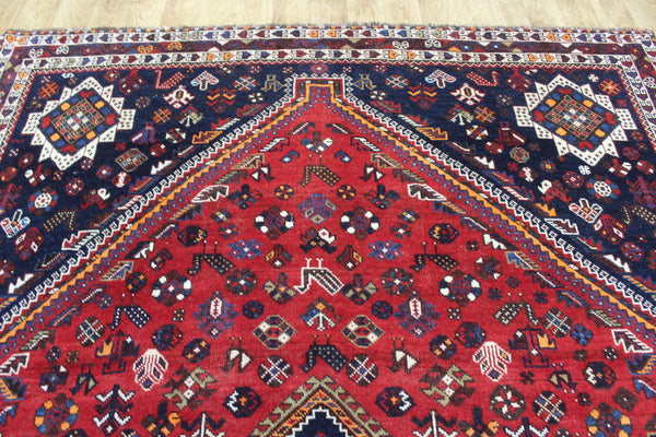 Vintage Persian Shiraz Qashqai Rug 302 × 217 cm – Hand-Knotted Wool Tribal Carpet
