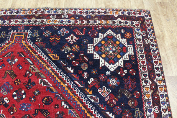 Vintage Persian Shiraz Qashqai Rug 302 × 217 cm – Hand-Knotted Wool Tribal Carpet