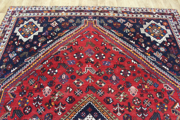 Vintage Persian Shiraz Qashqai Rug 302 × 217 cm – Hand-Knotted Wool Tribal Carpet