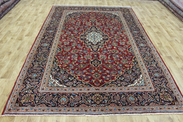 Persian Kashan Wool Rug 295 × 198 cm – Hand-Knotted Floral Carpet