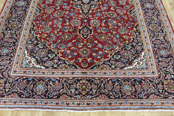 Persian Kashan Wool Rug 295 × 198 cm – Hand-Knotted Floral Carpet