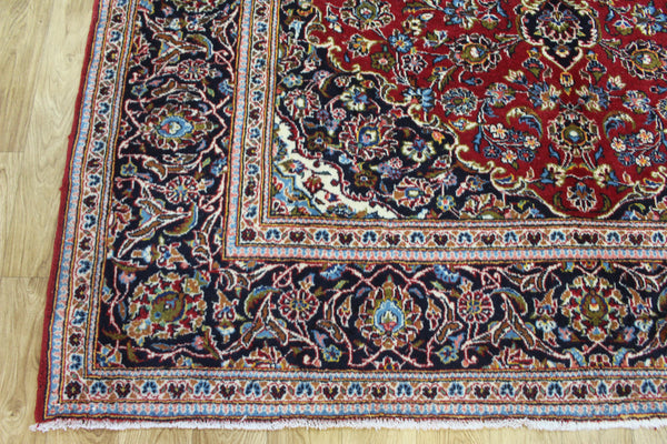 Persian Kashan Wool Rug 295 × 198 cm – Hand-Knotted Floral Carpet