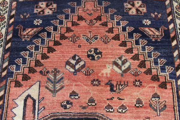 Vintage Persian Qashqai Shiraz Tribal Portrait Rug 180 × 111 cm – Hand-Knotted Wool