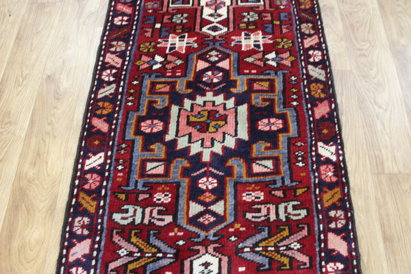Vintage Persian Karajeh Runner 380 × 65 cm – Hand-Knotted Wool Hallway Rug