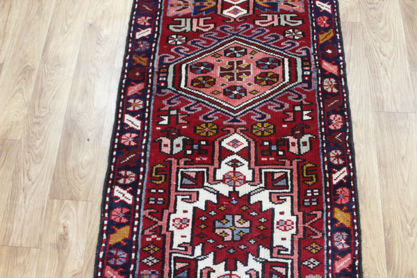 Vintage Persian Karajeh Runner 380 × 65 cm – Hand-Knotted Wool Hallway Rug