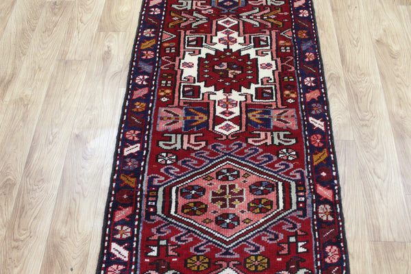 Vintage Persian Karajeh Runner 380 × 65 cm – Hand-Knotted Wool Hallway Rug