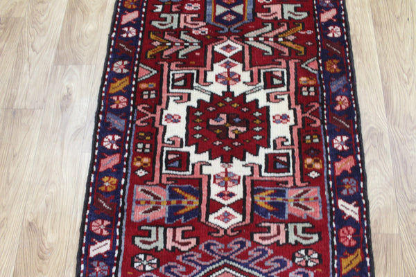 Vintage Persian Karajeh Runner 380 × 65 cm – Hand-Knotted Wool Hallway Rug