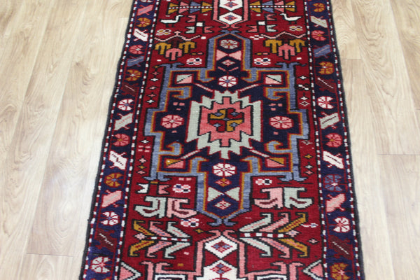 Vintage Persian Karajeh Runner 380 × 65 cm – Hand-Knotted Wool Hallway Rug