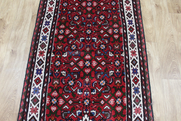 Persian Hamadan Runner 305 × 78 cm – Hand-Knotted Wool Herati Design Rug