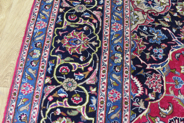 Large Persian Mashhad Carpet 394 × 296 cm – Hand-Knotted Wool Medallion Rug