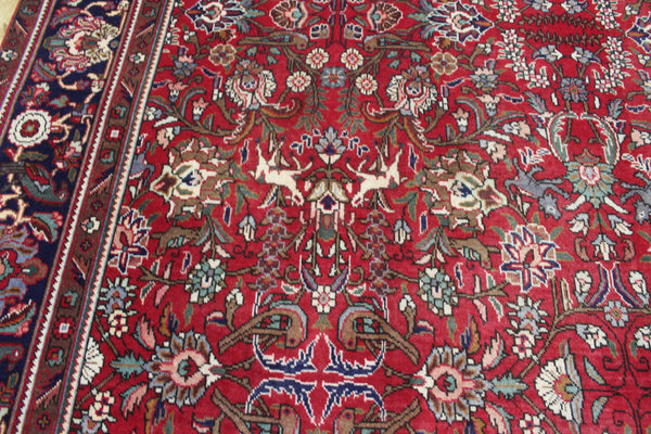 Antique Persian Tabriz Garden Carpet 384 × 295 cm – Hand-Knotted Wool Floral &amp; Animal Design