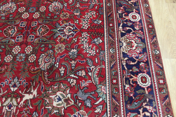 Antique Persian Tabriz Garden Carpet 384 × 295 cm – Hand-Knotted Wool Floral &amp; Animal Design