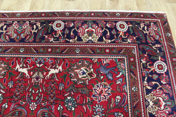 Antique Persian Tabriz Garden Carpet 384 × 295 cm – Hand-Knotted Wool Floral &amp; Animal Design