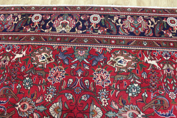 Antique Persian Tabriz Garden Carpet 384 × 295 cm – Hand-Knotted Wool Floral &amp; Animal Design