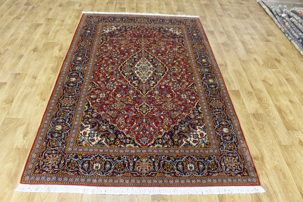 FINE PERSIAN KASHAN RUG WOOL AND SILK 218 X 142 CM