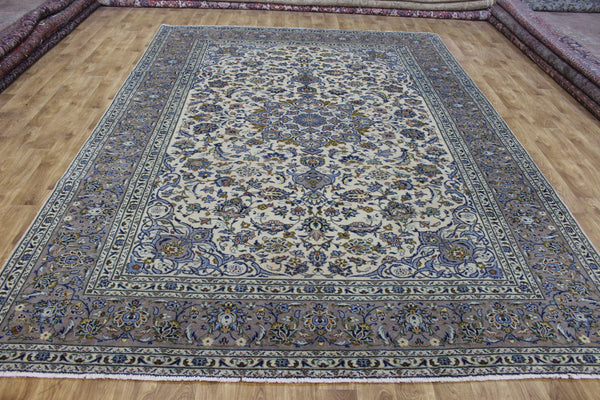 Large Kashan Wool Carpet 350 × 250 cm – Hand-Knotted Floral Medallion Rug