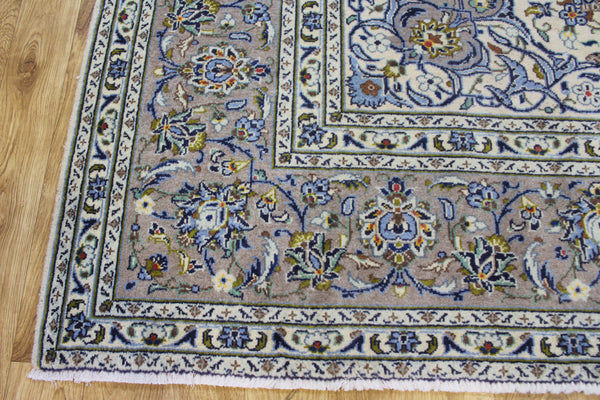 Large Kashan Wool Carpet 350 × 250 cm – Hand-Knotted Floral Medallion Rug