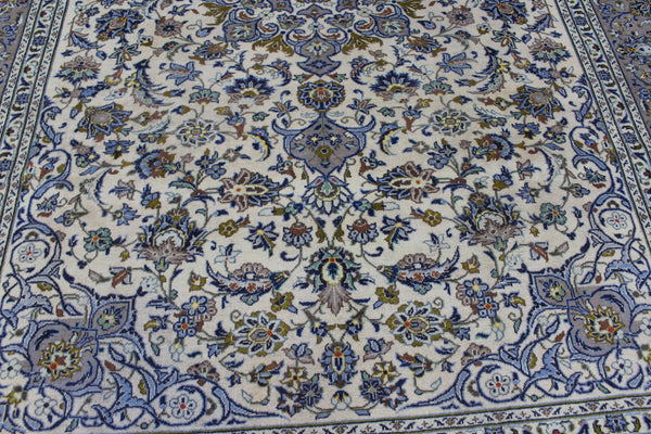 Large Kashan Wool Carpet 350 × 250 cm – Hand-Knotted Floral Medallion Rug