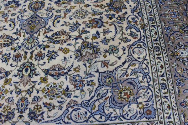Large Kashan Wool Carpet 350 × 250 cm – Hand-Knotted Floral Medallion Rug