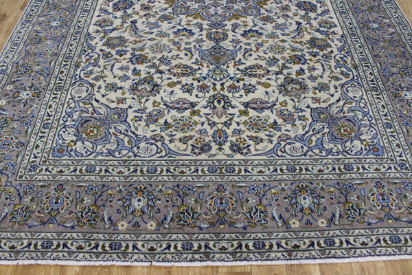 Large Kashan Wool Carpet 350 × 250 cm – Hand-Knotted Floral Medallion Rug