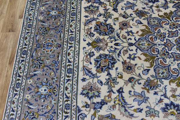 Large Kashan Wool Carpet 350 × 250 cm – Hand-Knotted Floral Medallion Rug