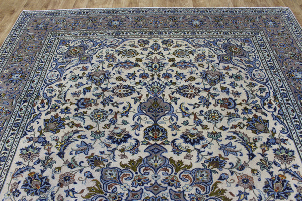 Large Kashan Wool Carpet 350 × 250 cm – Hand-Knotted Floral Medallion Rug
