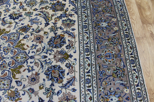 Large Kashan Wool Carpet 350 × 250 cm – Hand-Knotted Floral Medallion Rug