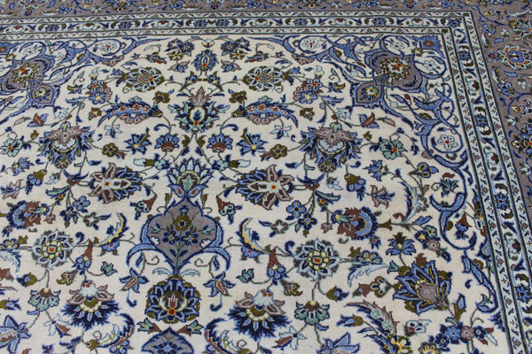 Large Kashan Wool Carpet 350 × 250 cm – Hand-Knotted Floral Medallion Rug