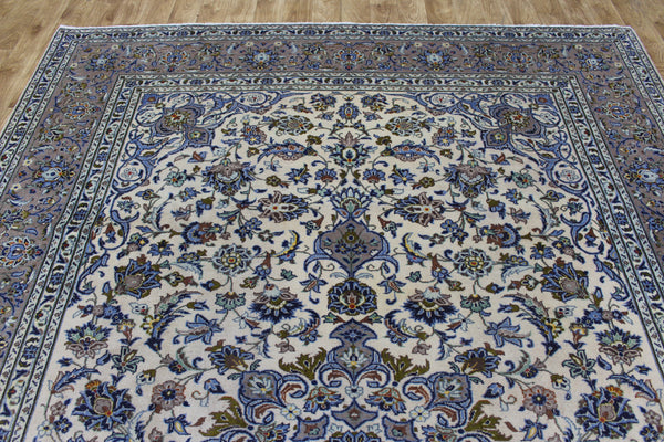 Large Kashan Wool Carpet 350 × 250 cm – Hand-Knotted Floral Medallion Rug