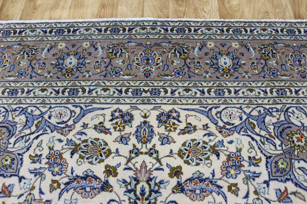Large Kashan Wool Carpet 350 × 250 cm – Hand-Knotted Floral Medallion Rug